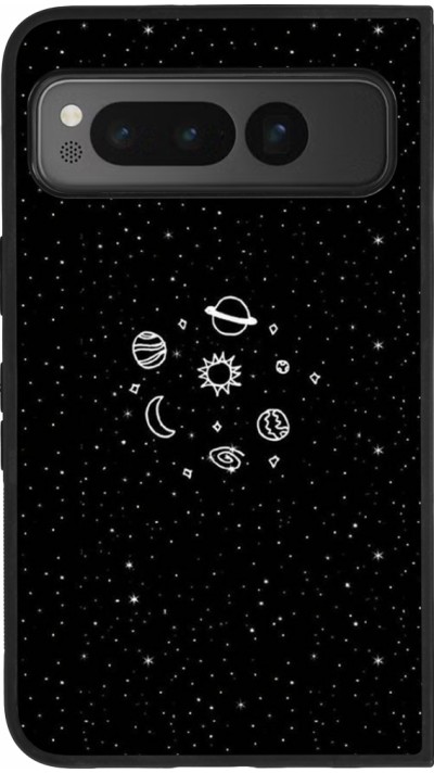 Google Pixel Fold Case Hülle - Silikon schwarz Space Doodle