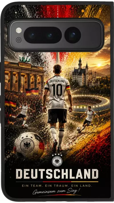 Google Pixel Fold Case Hülle - Silikon schwarz Fussball Deutschland splash 2026