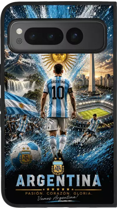 Google Pixel Fold Case Hülle - Silikon schwarz Fussball Argentinien splash 2026