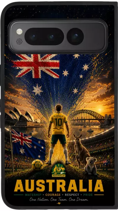 Google Pixel Fold Case Hülle - Silikon schwarz Fussball Australien splash 2026