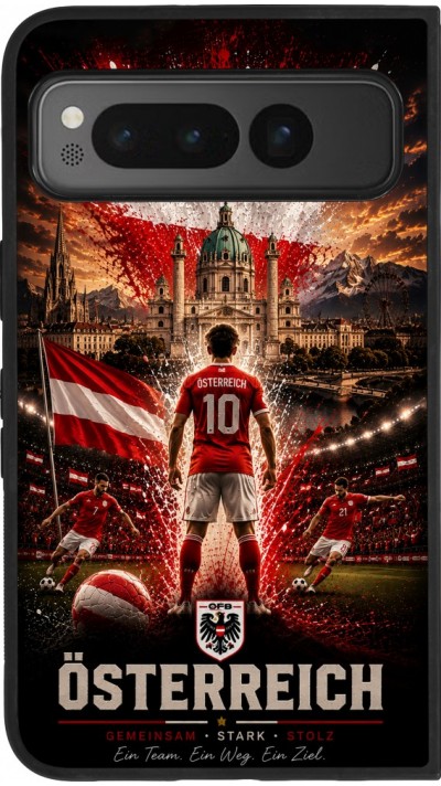 Google Pixel Fold Case Hülle - Silikon schwarz Fussball Österreich splash 2026