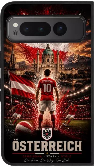 Google Pixel Fold Case Hülle - Silikon schwarz Fussball Österreich splash 2026