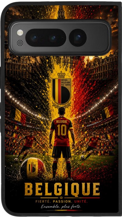 Google Pixel Fold Case Hülle - Silikon schwarz Fussball Belgien splash 2026