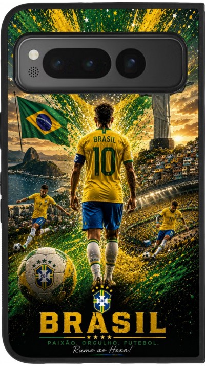 Google Pixel Fold Case Hülle - Silikon schwarz Fussball Brasilien splash 2026