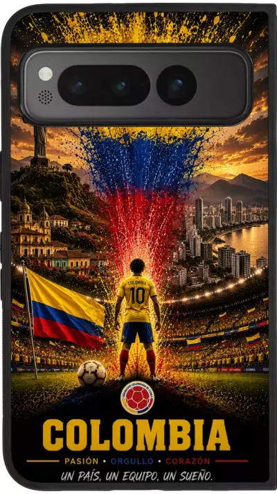 Google Pixel Fold Case Hülle - Silikon schwarz Fussball Kolumbien splash 2026