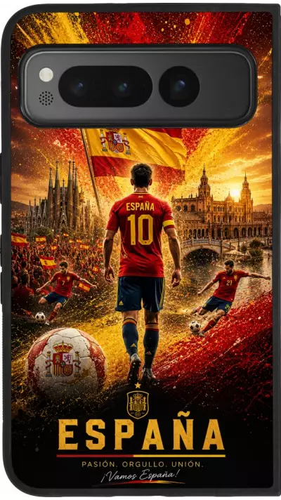 Google Pixel Fold Case Hülle - Silikon schwarz Fussball Espanien splash 2026