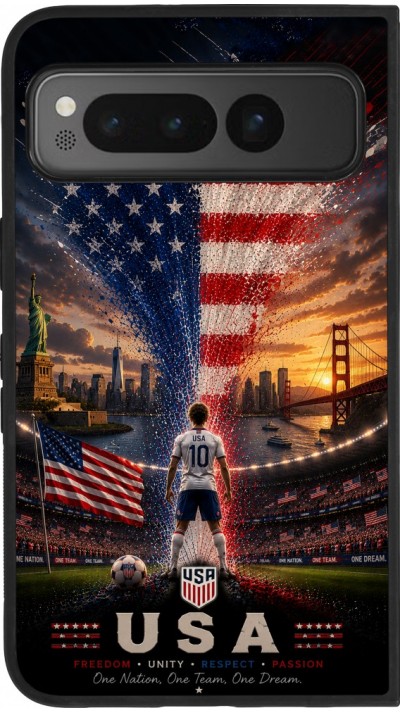Google Pixel Fold Case Hülle - Silikon schwarz Fussball Vereinigten Staaten splash 2026