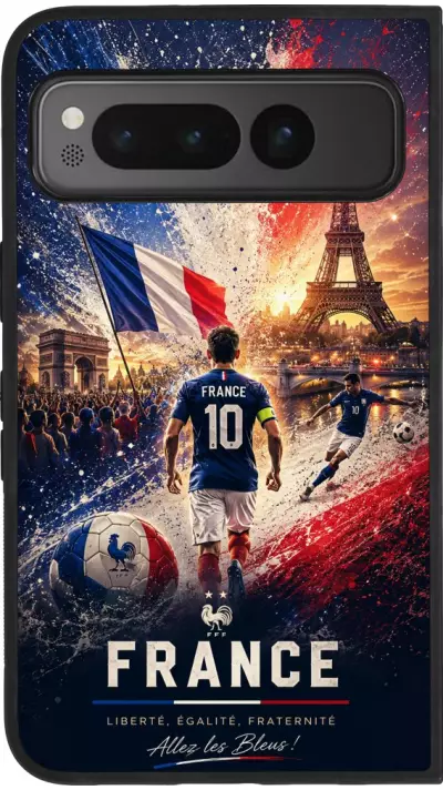 Google Pixel Fold Case Hülle - Silikon schwarz Fussball Frankreich splash 2026