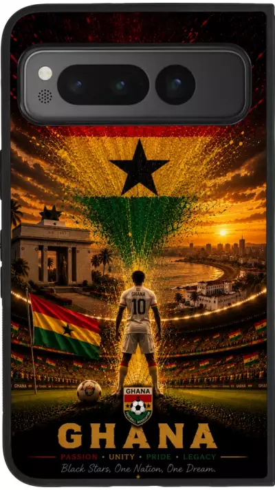 Google Pixel Fold Case Hülle - Silikon schwarz Fussball Ghana splash 2026