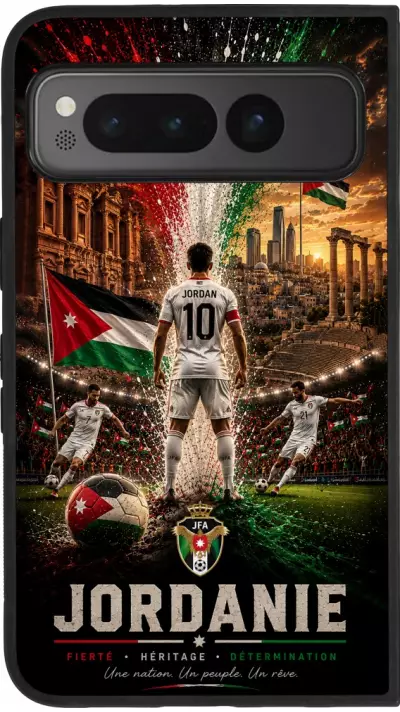 Google Pixel Fold Case Hülle - Silikon schwarz Fussball Jordanien splash 2026