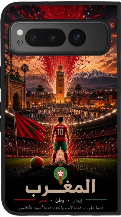 Google Pixel Fold Case Hülle - Silikon schwarz Fussball Marokko splash 2026