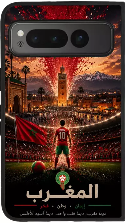 Google Pixel Fold Case Hülle - Silikon schwarz Fussball Marokko splash 2026