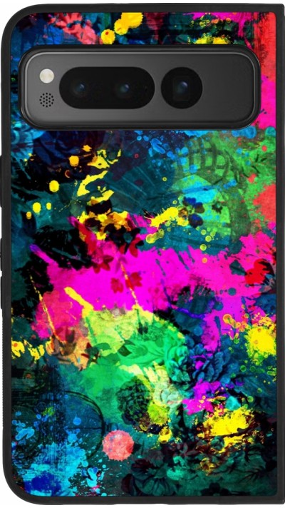 Google Pixel Fold Case Hülle - Silikon schwarz Splash paint