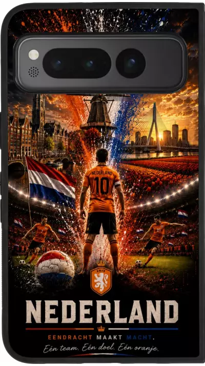 Google Pixel Fold Case Hülle - Silikon schwarz Fussball Niederlande splash 2026
