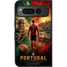 Google Pixel Fold Case Hülle - Silikon schwarz Fussball Portugal splash 2026