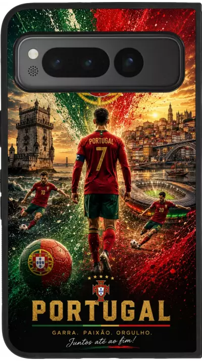Google Pixel Fold Case Hülle - Silikon schwarz Fussball Portugal splash 2026