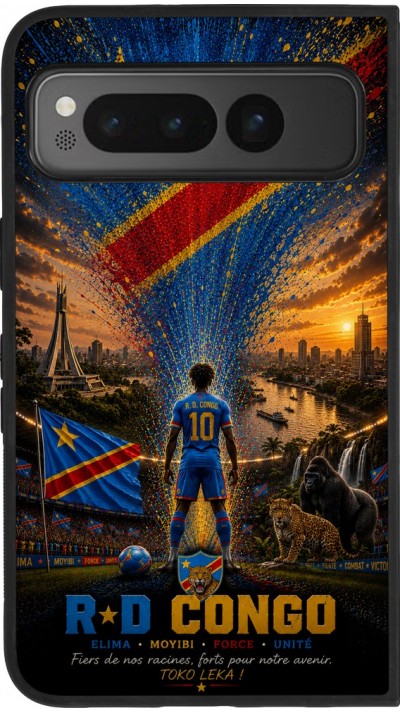 Google Pixel Fold Case Hülle - Silikon schwarz Fussball Demokratische Republik Kongo splash 2026