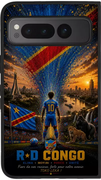 Google Pixel Fold Case Hülle - Silikon schwarz Fussball Demokratische Republik Kongo splash 2026