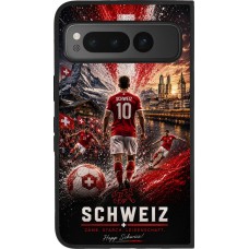 Google Pixel Fold Case Hülle - Silikon schwarz Fussball Schweiz splash 2026