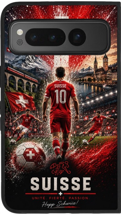 Google Pixel Fold Case Hülle - Silikon schwarz Fussball Suisse splash 2026