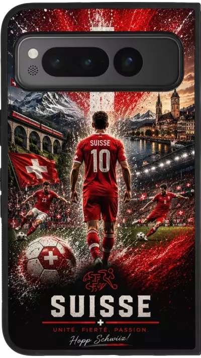 Google Pixel Fold Case Hülle - Silikon schwarz Fussball Suisse splash 2026