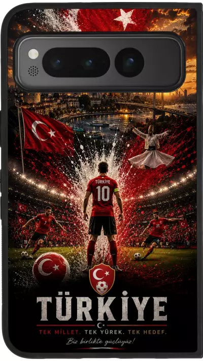 Google Pixel Fold Case Hülle - Silikon schwarz Fussball Türkei splash 2026