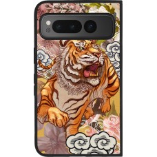 Coque Google Pixel Fold - Silicone rigide noir Spring 23 japanese tiger