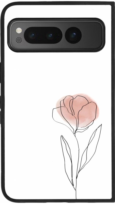 Google Pixel Fold Case Hülle - Silikon schwarz Spring 23 minimalist flower