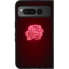 Coque Google Pixel Fold - Silicone rigide noir Spring 23 neon rose