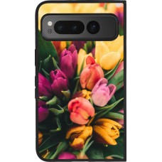 Google Pixel Fold Case Hülle - Silikon schwarz Bouquet of tulips Spring 2026