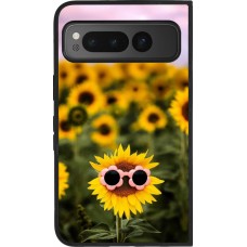 Google Pixel Fold Case Hülle - Silikon schwarz Sunflower with glasses Spring 2026