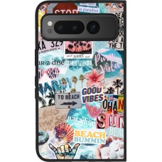 Coque Google Pixel Fold - Silicone rigide noir Summer 20 collage