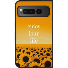 Coque Google Pixel Fold - Silicone rigide noir Summer 2025 Enjoy your life