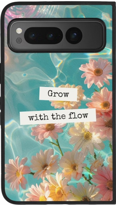 Google Pixel Fold Case Hülle - Silikon schwarz Summer 2025 Grow with the flow