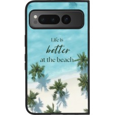Coque Google Pixel Fold - Silicone rigide noir Summer 2025 Life is better at the beach
