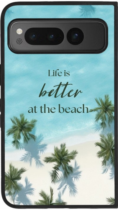 Google Pixel Fold Case Hülle - Silikon schwarz Summer 2025 Life is better at the beach