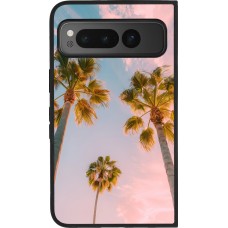 Coque Google Pixel Fold - Silicone rigide noir Summer 2025 Palmiers
