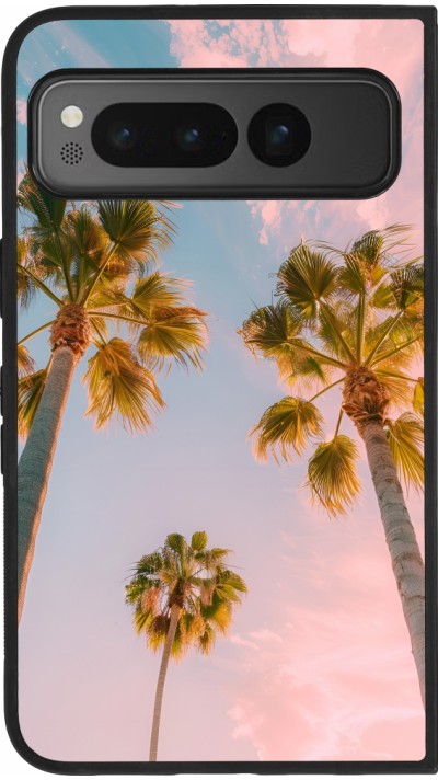 Google Pixel Fold Case Hülle - Silikon schwarz Summer 2025 Palmiers