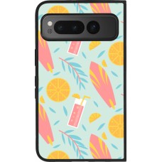 Coque Google Pixel Fold - Silicone rigide noir Summer 2025 Pattern citron