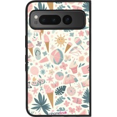 Coque Google Pixel Fold - Silicone rigide noir Summer Pink Pattern