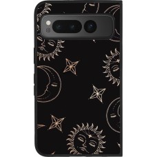 Coque Google Pixel Fold - Silicone rigide noir Suns and Moons
