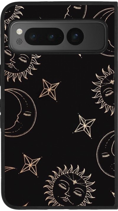Google Pixel Fold Case Hülle - Silikon schwarz Suns and Moons