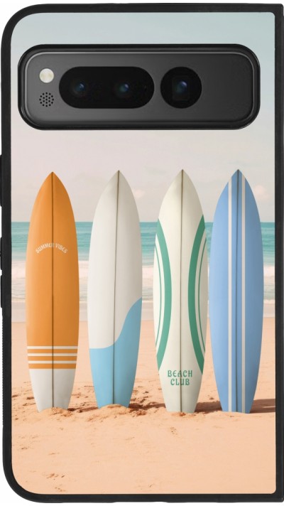 Google Pixel Fold Case Hülle - Silikon schwarz Summer surfboard 2025