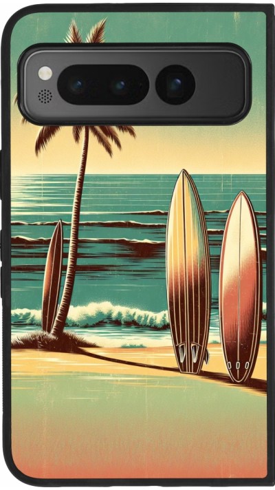 Google Pixel Fold Case Hülle - Silikon schwarz Surf Paradise