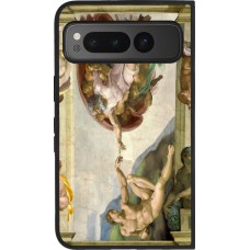 Coque Google Pixel Fold - Silicone rigide noir Tableau art - La Création d’Adam - Michel-Ange