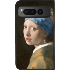Coque Google Pixel Fold - Silicone rigide noir Tableau art - La Jeune fille à la perle - Johannes Vermeer