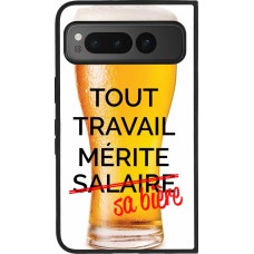 Google Pixel Fold Case Hülle - Silikon schwarz Tout travail mérite sa bière