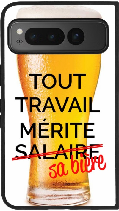 Google Pixel Fold Case Hülle - Silikon schwarz Tout travail mérite sa bière