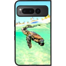 Coque Google Pixel Fold - Silicone rigide noir Turtle Underwater
