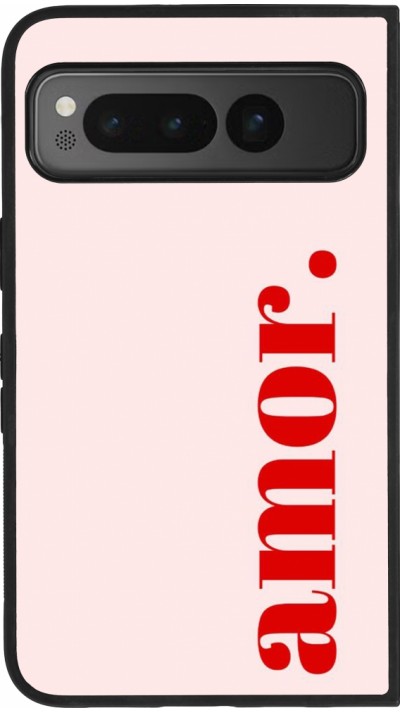 Google Pixel Fold Case Hülle - Silikon schwarz Valentine 2024 amor